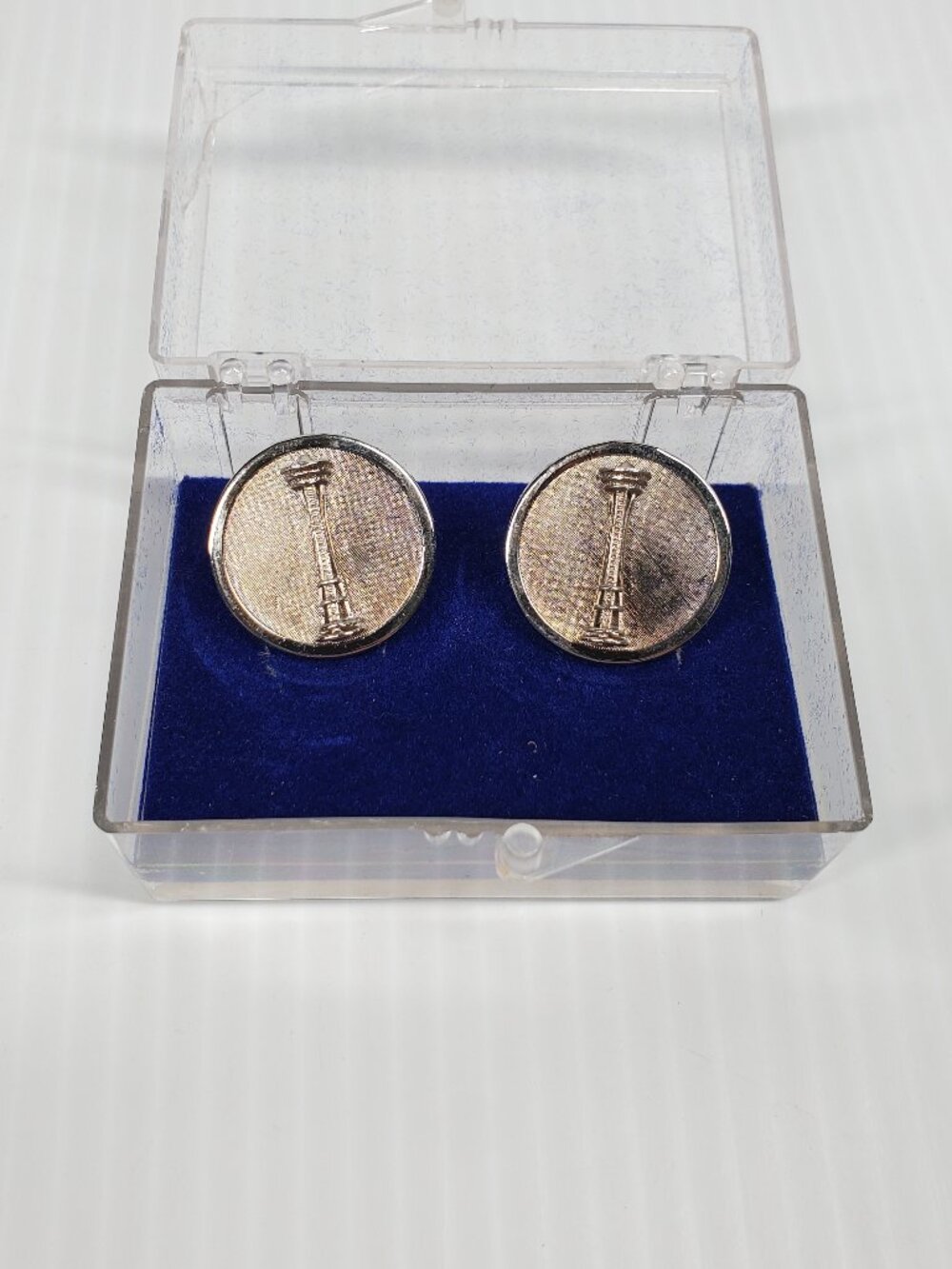 Space Needle Vintage Silver Tone Cuff Links Observation Towers Vintage